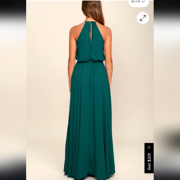 Lulu's Women's Teal Halter Maxi Fairy Whimsical Forest Bridesmaid Dress. Size M - Picture 3 of 9